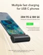 VEGER powerbank 5000 mAh beépített csatlakozóval USB-C PD QC3.0 3A 20W PlugOn (W0556), fekete