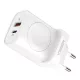 VEGER hálózati töltő USB + USB-C + vezeték nélküli töltő kompatibilis Apple Watch PD QC3.0 3A 25W W002E, fehér