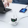 VEGER hálózati töltő USB + USB-C + vezeték nélküli töltő kompatibilis Apple Watch PD QC3.0 3A 25W W002E, fehér