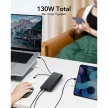 VEGER powerbank 25 000 mAh beépített kábellel Type C / Lightning PD 130W TCE130 (W2503), fekete