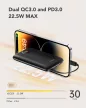 VEGER powerbank 10 000 mAh beépített kábelekkel USB-C/Lightning PD QC3.0 2A 22,5W C11 (W1170), fekete
