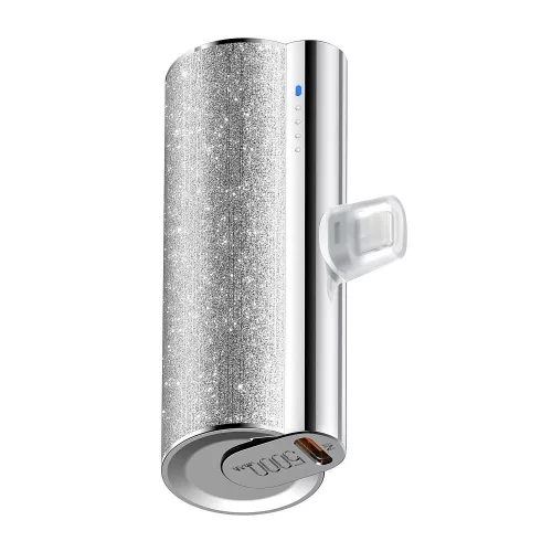 VEGER powerbank 5000 mAh beépített csatlakozóval USB-C PD QC3.0 2,4A 12W PlugOn (W0573), ezüst