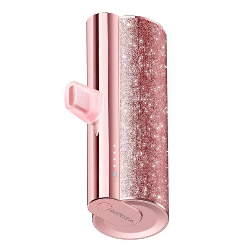 VEGER powerbank 5000 mAh beépített csatlakozóval USB-C PD QC3.0 2,4A 12W PlugOn (W0573), lila