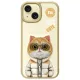 Nimmy Case iPhone 15 6.1" Cool&Cute 2.0 Cat tok, khaki
