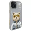 Nimmy Case iPhone 15 6.1" Cool&Cute 2.0 Bear tok, szürke