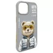 Nimmy Case iPhone 15 6.1" Cool&Cute 2.0 Bear tok, szürke