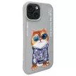 Nimmy Case iPhone 15 6.1" Glasses Cool Cat tok, szürke