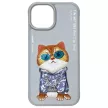 Nimmy Case iPhone 15 6.1" Glasses Cool Cat tok, szürke