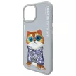 Nimmy Case iPhone 15 6.1" Glasses Cool Cat tok, szürke