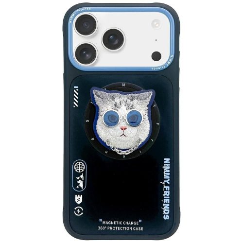 NIMMY case GLASSES COOL CAT MagSafe IPHONE 17 tok, fekete tok, kék