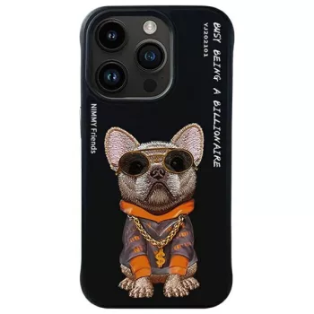   Nimmy Case iPhone 15 Pro 6.1" Glasses Cool Dog tok, fekete