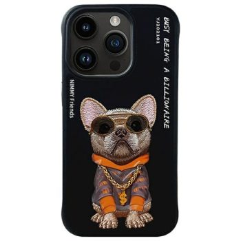   Nimmy Case iPhone 15 Pro Max 6.7" Glasses Cool Dog tok, fekete