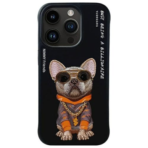 Nimmy Case iPhone 15 Pro Max 6.7" Glasses Cool Dog tok, fekete