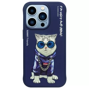   Nimmy Case iPhone 15 Pro 6.1" Glasses Cool Cat tok, sötétkék