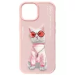 Nimmy Case iPhone 15 6.1" Glasses Cool Cat tok, rózsaszín