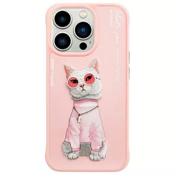   Nimmy Case iPhone 15 Pro 6.1" Glasses Cool Cat tok, rózsaszín