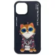 Nimmy iPhone 15 6.1" Glasses Cool Cat tok, fekete