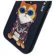 Nimmy iPhone 15 6.1" Glasses Cool Cat tok, fekete