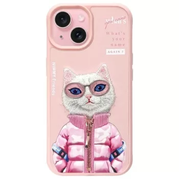   Nimmy Case iPhone 15 6.1" Cool&Cute 2.0 Cat tok, rózsaszín