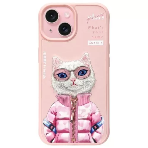 Nimmy Case iPhone 15 6.1" Cool&Cute 2.0 Cat tok, rózsaszín