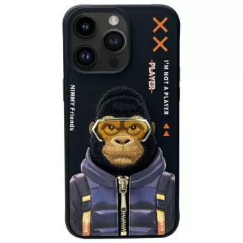   Nimmy Case iPhone 15 Pro 6.1" Cool&Cute 2.0 Monkey tok, fekete