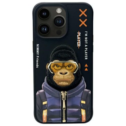 Nimmy Case iPhone 15 Pro Max 6.7" Cool&Cute 2.0 Monkey tok, fekete