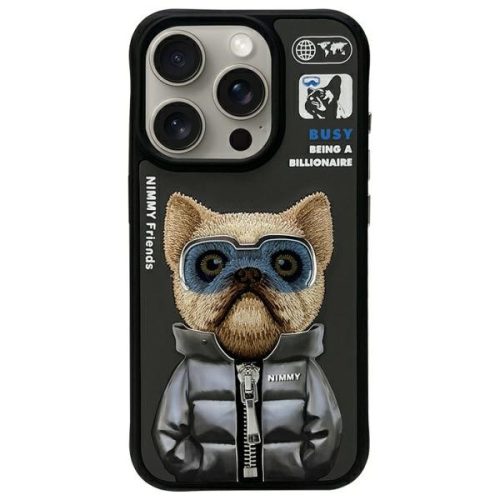 Nimmy Case iPhone 15 Pro Max 6.7" Cool&Cute 2.0 Dog tok, fekete