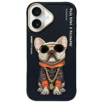 Nimmy Case iPhone 16 6.1" Glasses Cool Dog tok, fekete