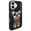 Nimmy Case iPhone 16 6.1" Glasses Cool Dog tok, fekete