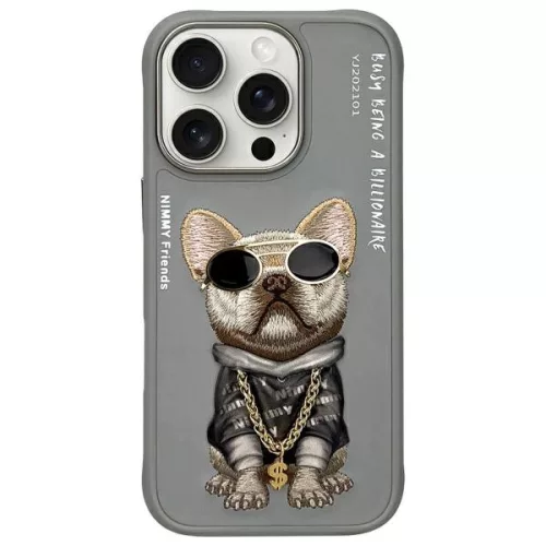 Nimmy Case iPhone 16 Pro 6.3" Glasses Cool Dog tok, szürke