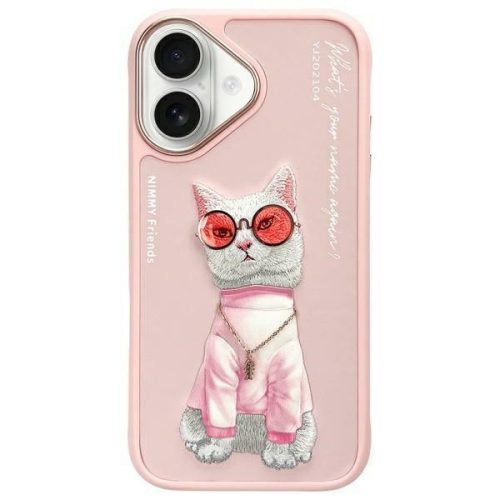 Nimmy Case iPhone 16 6.1" Glasses Cool Cat tok, rózsaszín