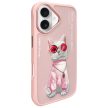 Nimmy Case iPhone 16 6.1" Glasses Cool Cat tok, rózsaszín