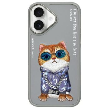 Nimmy Case iPhone 16 6.1" Glasses Cool Cat tok, szürke