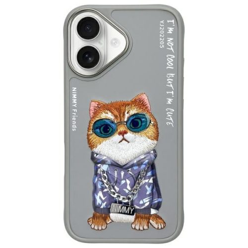 Nimmy Case iPhone 16 6.1" Glasses Cool Cat tok, szürke
