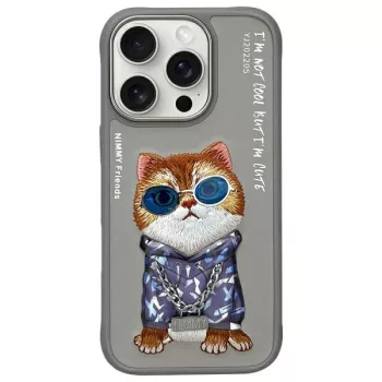   Nimmy Case iPhone 16 Pro 6.3" Glasses Cool Cat tok, szürke