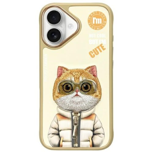 Nimmy Case iPhone 16 6.1" Cool&Cute 2.0 Cat tok, bézs