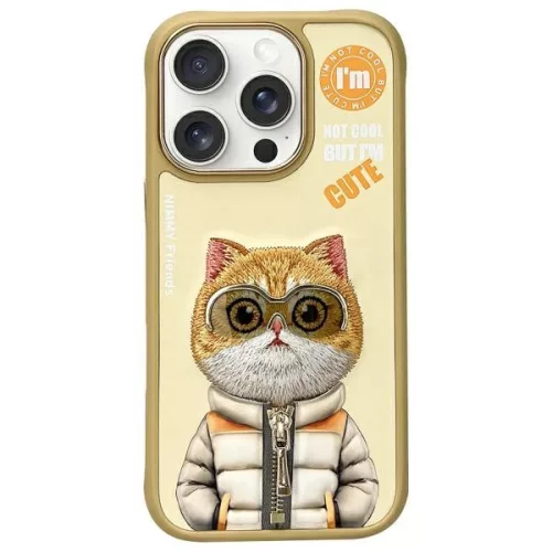 Nimmy Case iPhone 16 Pro Max 6.9" khaki Cool&Cute 2.0 Cat tok, bézs
