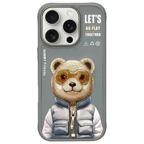 Nimmy Case iPhone 16 Pro Max 6.9" Cool&Cute 2.0 Bear tok, szürke