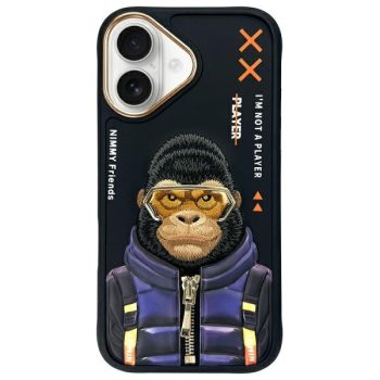   Nimmy Case iPhone 16 6.1" Cool&Cute 2.0 Monkey tok, fekete