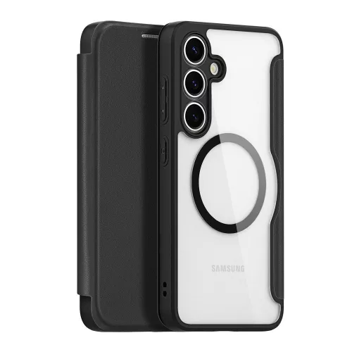 DUX DUCIS wallet case SKIN X PRO compatible with MagSafe Samsung Galaxy S25 Plus tok, fekete