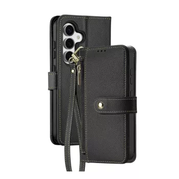   Dux Ducis Lawa Leather Case Samsung Galaxy S25 Plus with Detachable Magnetic Wallet tok, fekete