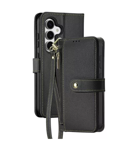 Dux Ducis Lawa Leather Case Samsung Galaxy S25 Plus with Detachable Magnetic Wallet tok, fekete