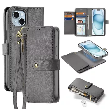 Dux Ducis Lawa Leather Case iPhone 15 tok, szürke