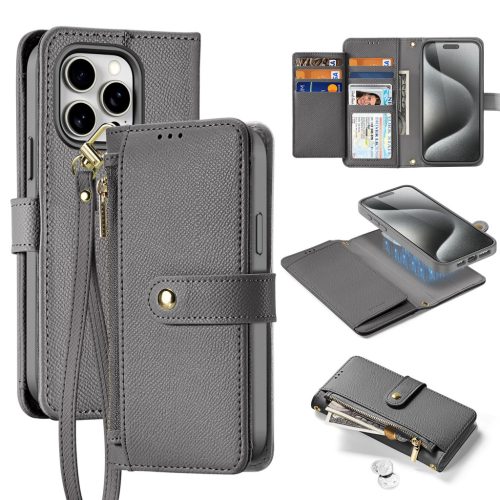 Dux Ducis Lawa Leather Case iPhone 15 Pro Max tok, szürke