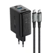 Acefast 2in1 charger GaN 65W USB Type C / USB, adapter HDMI adapter 4K 60Hz (set with kábel), fekete