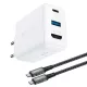 Acefast 2in1 charger GaN 65W USB Type C / USB, adapter HDMI 4K @ 60Hz (set with kábel), fehér