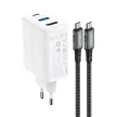 Acefast 2in1 charger GaN 65W USB Type C / USB, adapter HDMI 4K @ 60Hz (set with kábel), fehér