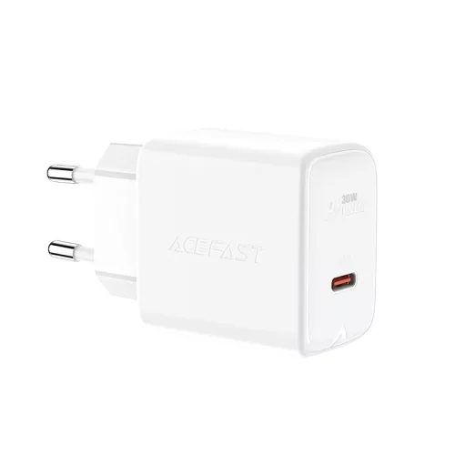 Acefast hálózati gyorstöltő GaN USB Type C 30W, PD, QC 3.0, AFC, FCP, fehér (A21, fehér)