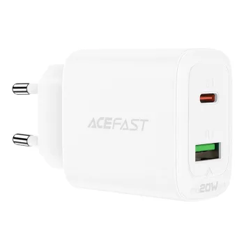   Acefast hálózati töltő USB Type C / USB 20W, PPS, PD, QC 3.0, AFC, FCP, fehér (A25, fehér)
