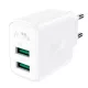 Acefast hálózati gyorstöltő 2x USB 18W QC 3.0, AFC, FCP, fehér (A33, fehér)